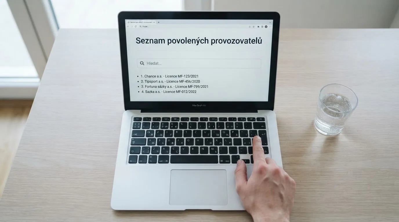 Obrazovka s vyhledáváním v Seznamu povolených provozovatelů hazardních her na webu Ministerstva financí ČR